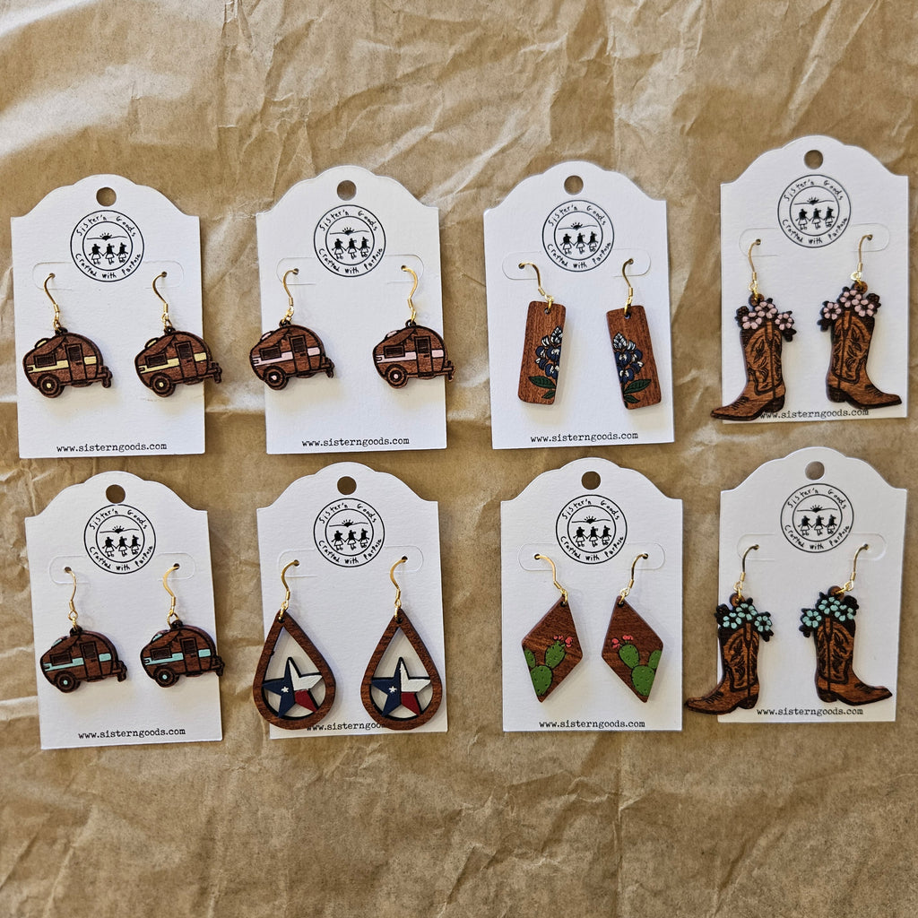 Hand Painted Wood Earrings
