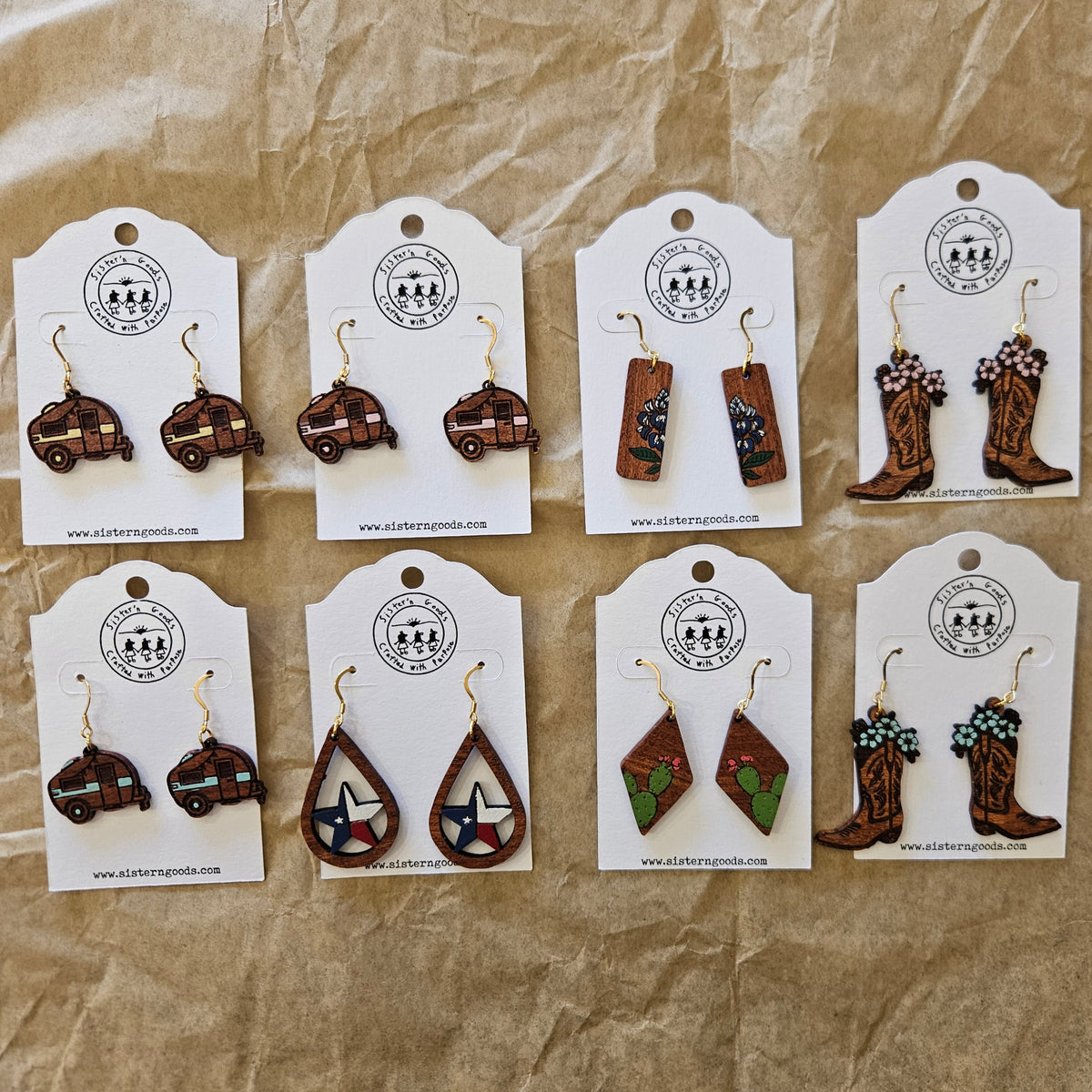 Hand Painted Wood Earrings
