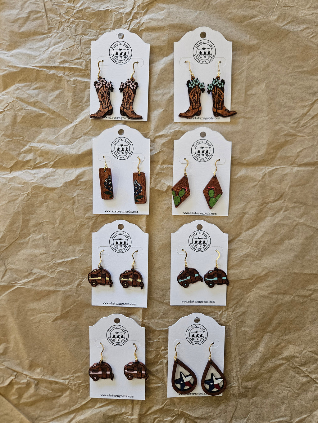 Hand Painted Wood Earrings