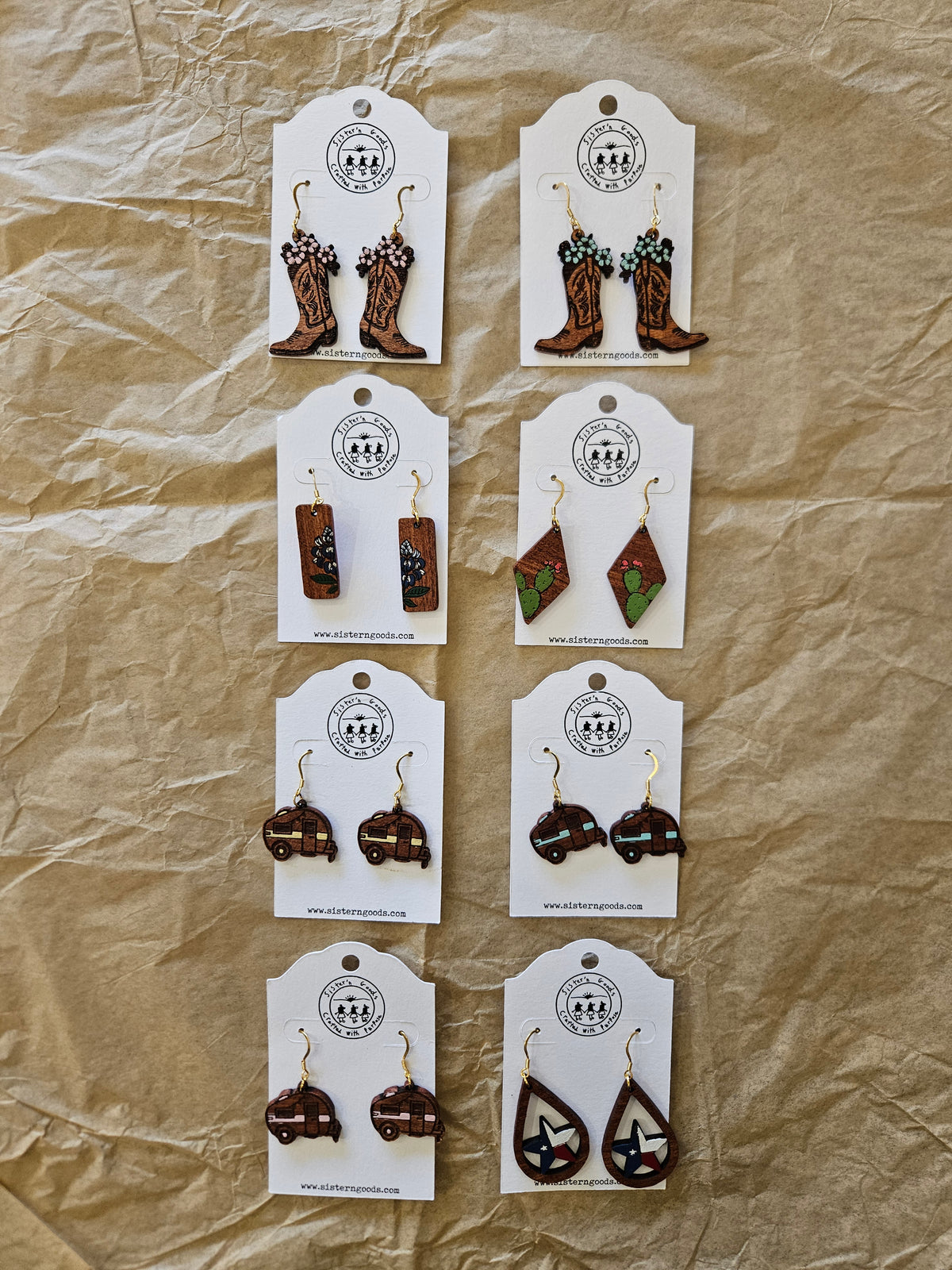 Hand Painted Wood Earrings