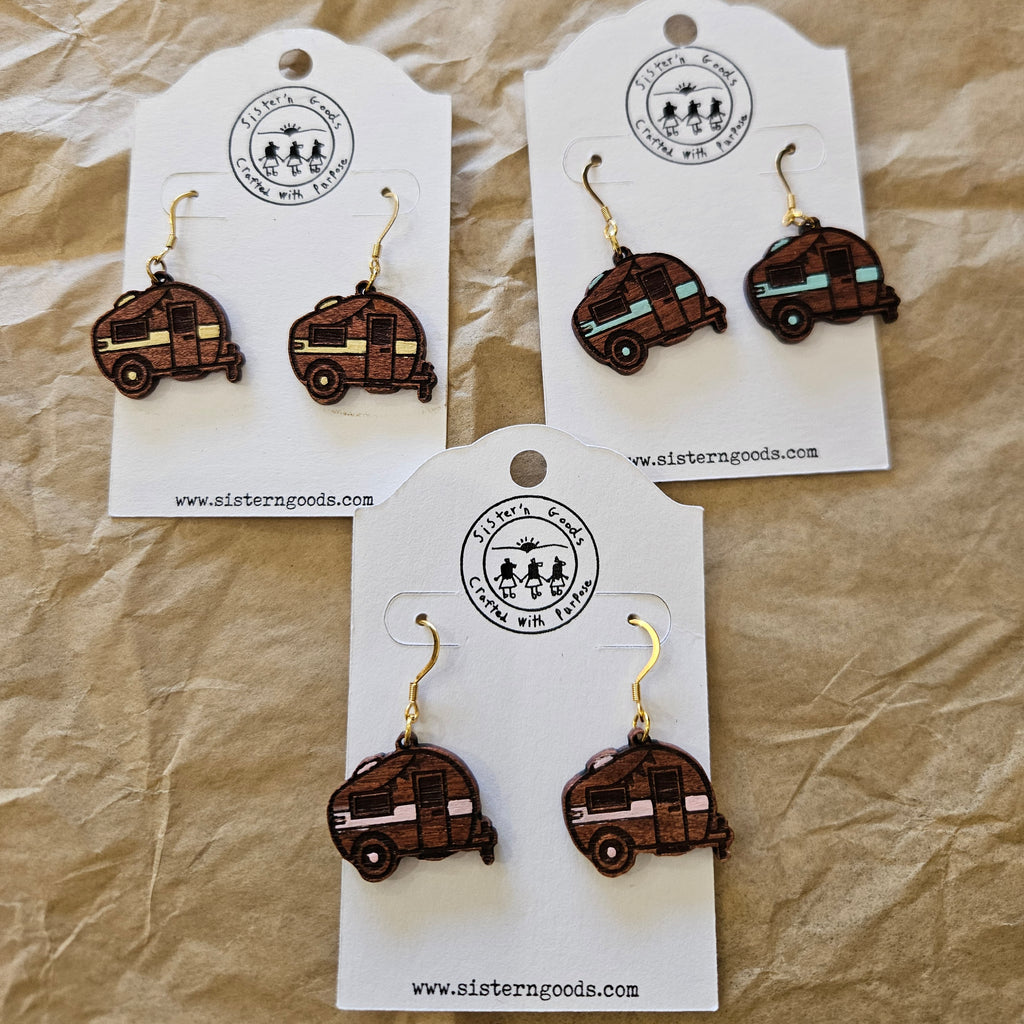 Hand Painted Wood Earrings
