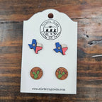 Hand Painted Wood Stud Earrings