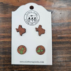 Hand Painted Wood Stud Earrings