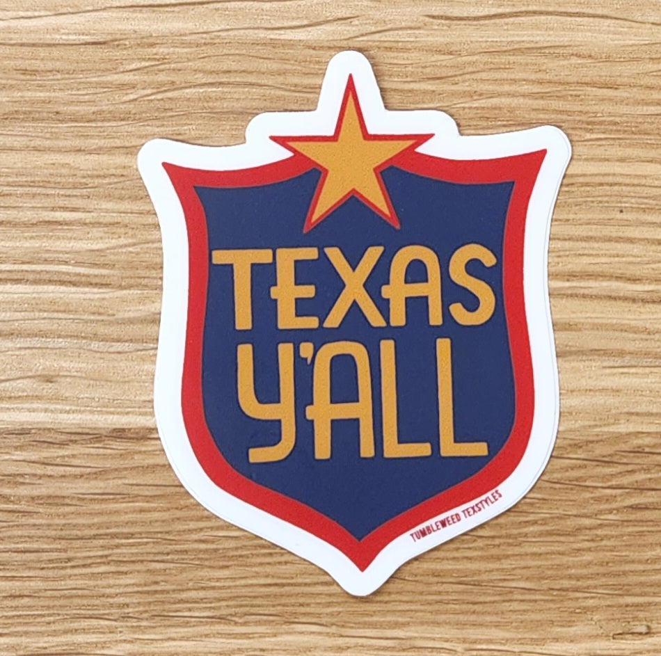 Texas Y'all Shield Sticker