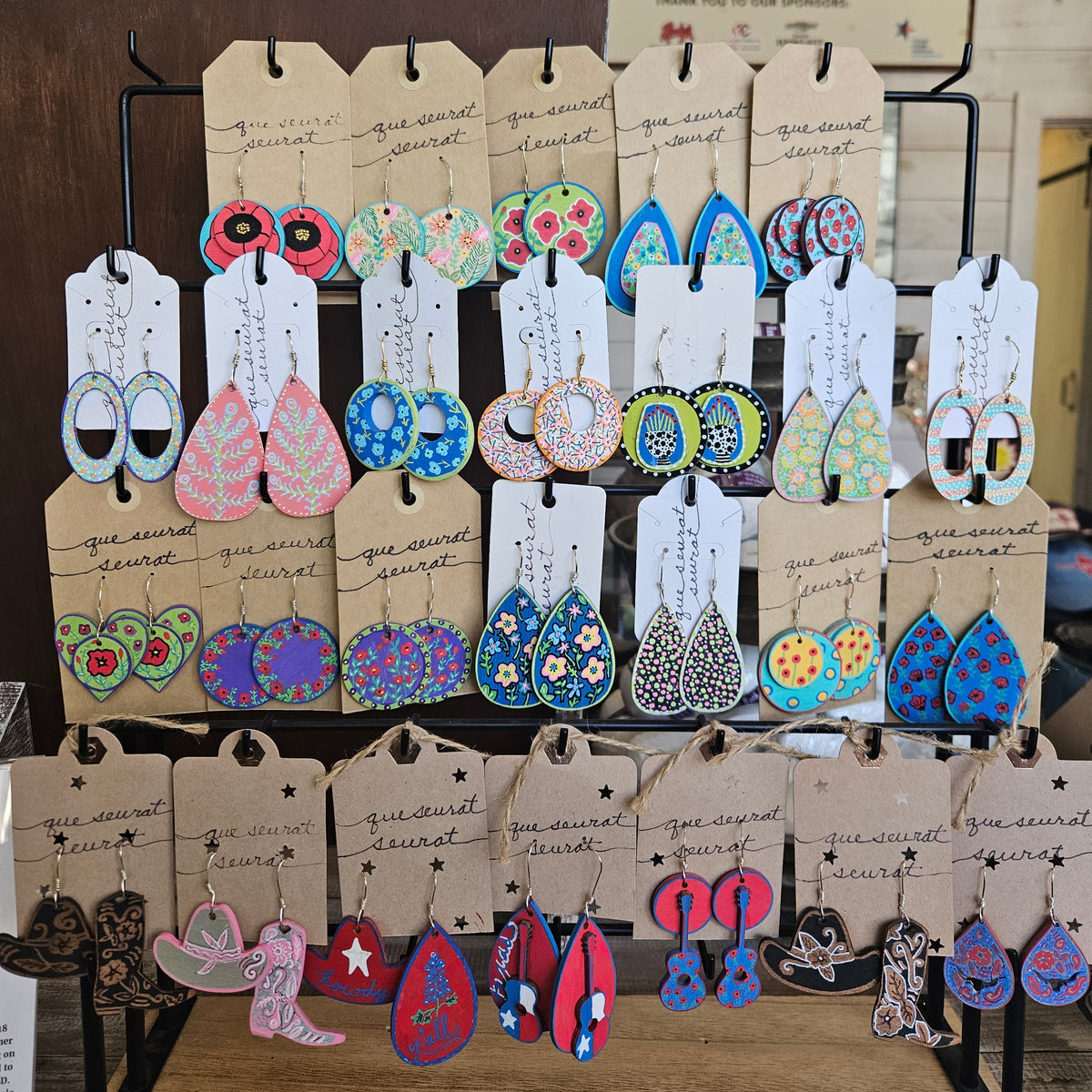Hand Painted Wooden Earrings