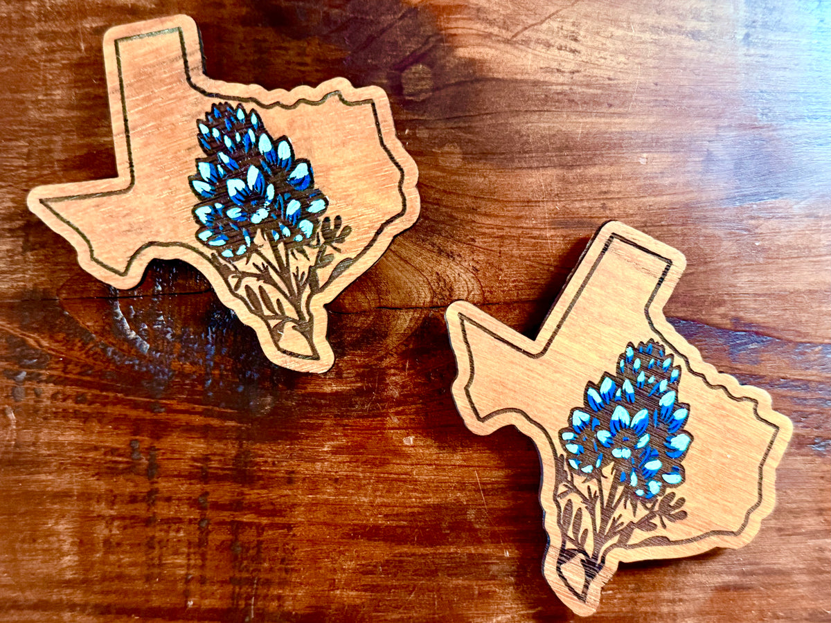 Texas Bluebonnet Wood Magnet