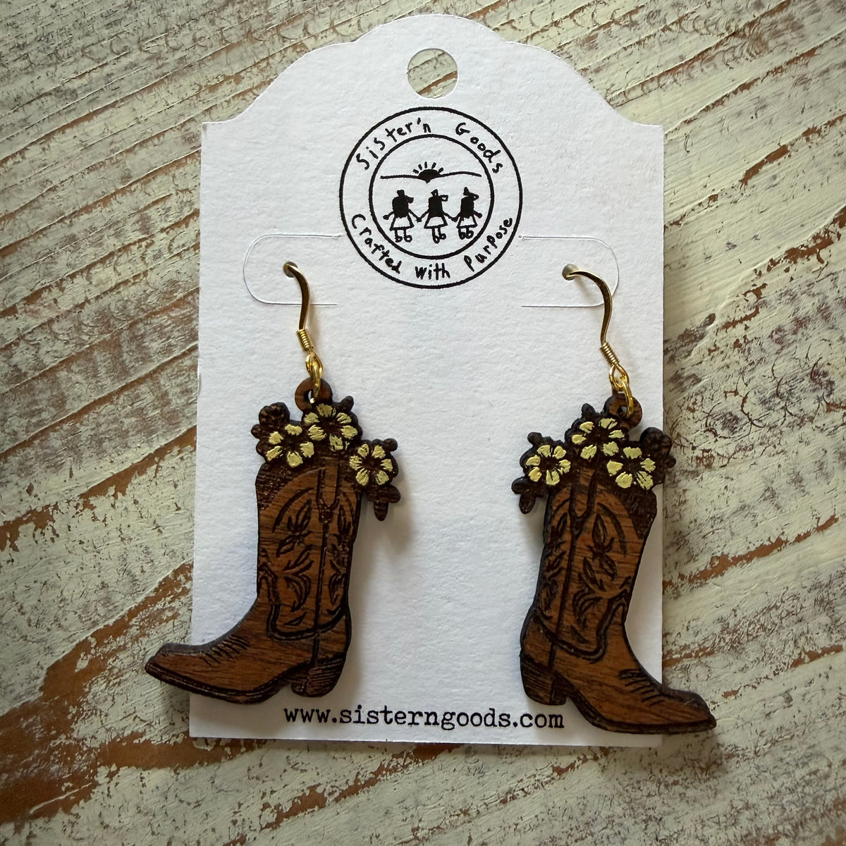 Hand Painted Wood Earrings