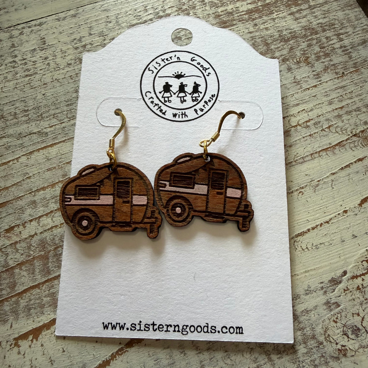 Hand Painted Wood Earrings