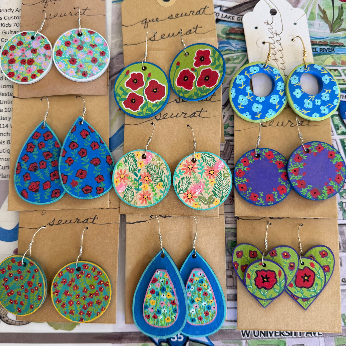 Cher(ish) Hand Painted Wooden Earrings